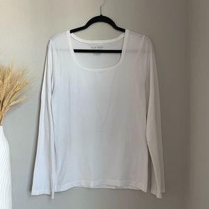 White House Black Market Women's White Long Sleeve Tee Shirt - Size XL